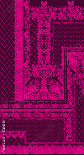 Obraz na płótnie seamless beautiful wallpaper cards border design floral leaf vintage ornament Victorian geometric ethnic print paisley pattern w salonie