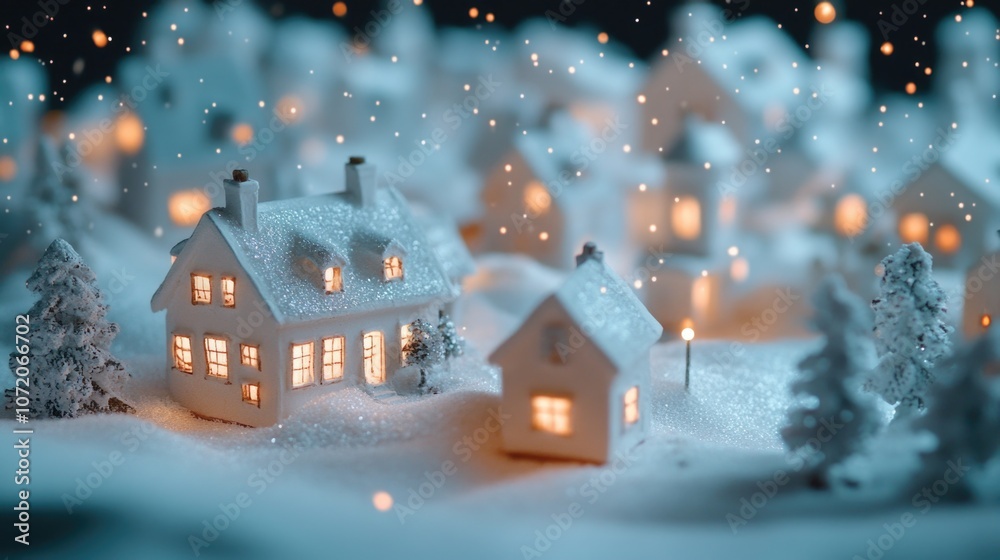 A small white house surrounded by snow-covered trees A small white house surrounded by snow-covered trees