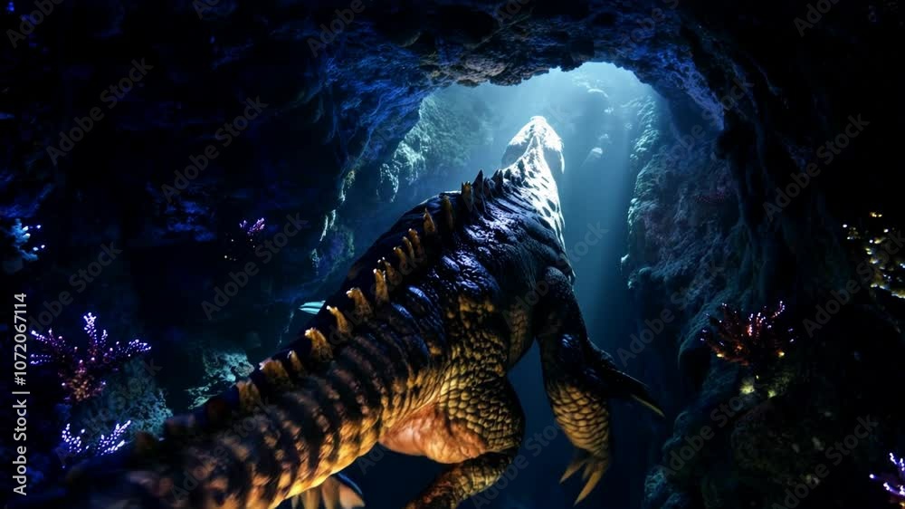the scary underwater monster in the ocean is very realistic and cool