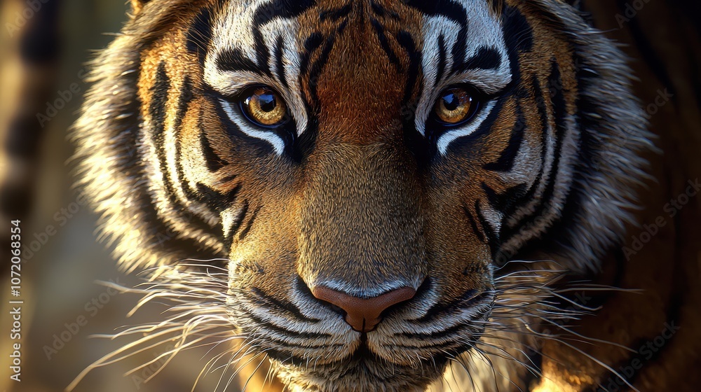 Naklejka premium Realistic Close-up of a Majestic Tiger