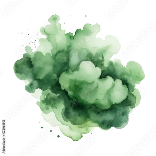 Cloudy green watercolor blob brush strokes