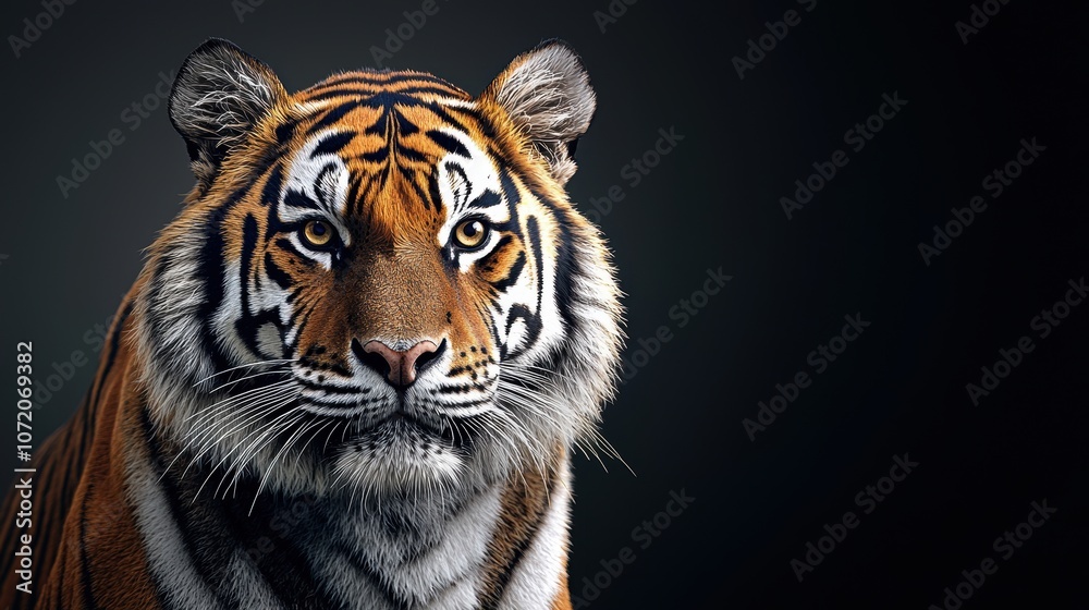 Fototapeta premium Majestic Tiger Portrait in Realistic Style