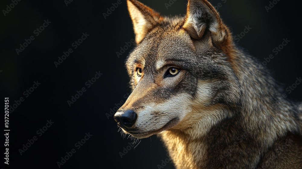 Fototapeta premium Realistic Wolf Portrait in Natural Light