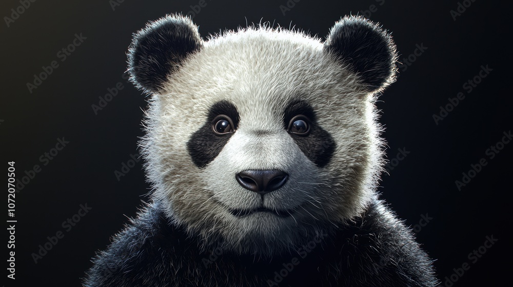 Fototapeta premium Realistic Panda Portrait with Soft Lighting