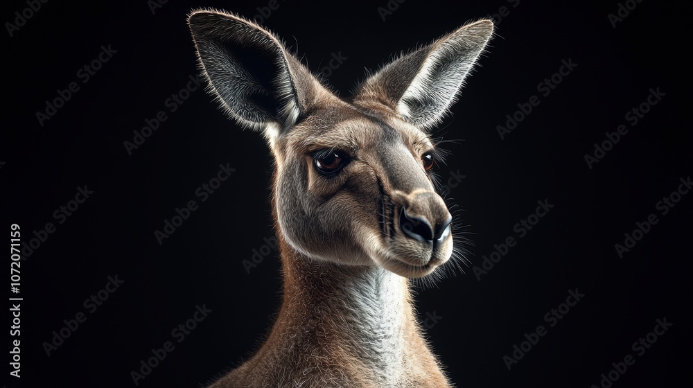 Realistic Kangaroo Portrait in Studio Lighting Realistic Kangaroo Portrait in Studio Lighting