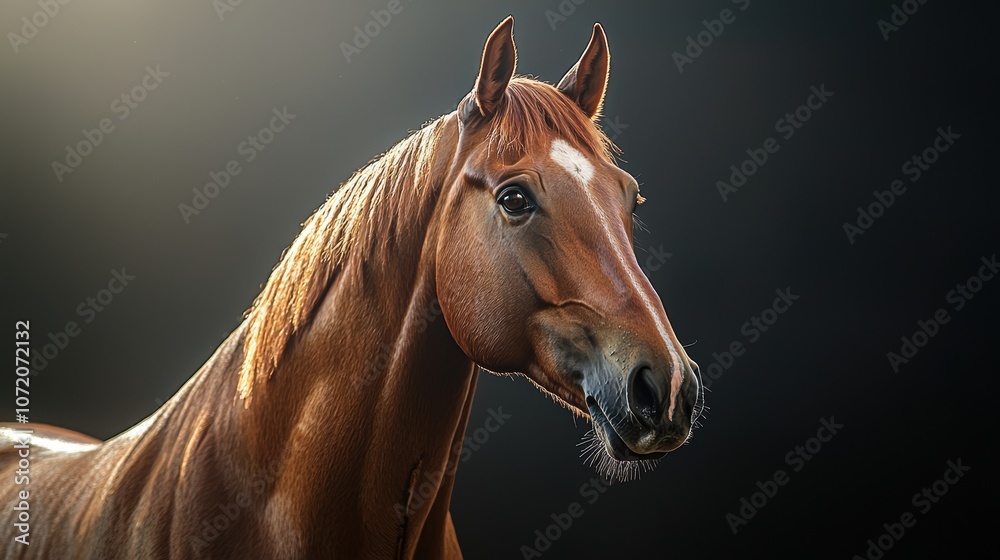 Obraz premium Realistic Portrait of a Beautiful Horse