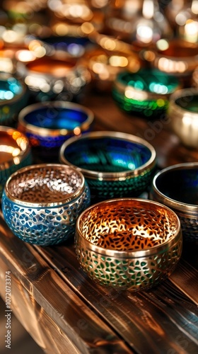 A Close-up Shot of a Prismatic ethnic crystal balls, diverse oracular spheres