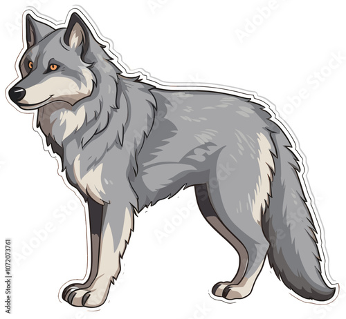 Cartoon sticker of a Gray wolf