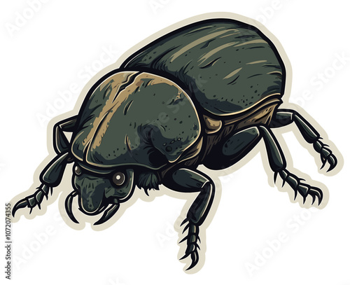 Cartoon sticker of a Dung beetle
