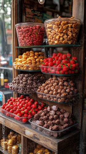 Colorful Sweet Treats at a Market Stall