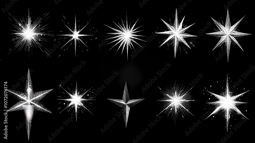 Fototapeta premium Isolate minimalist sparkle star elements. Minimalist. Illustration