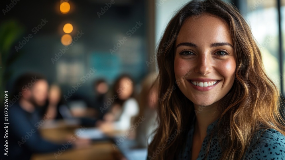 Smiling Woman in a Cafe Smiling Woman in a Cafe