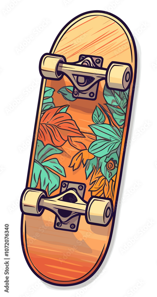 Skateboard Cartoon sticker illustration Skateboard Cartoon sticker illustration