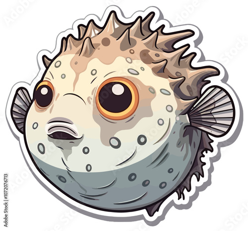 Puffer fish Cartoon sticker illustration