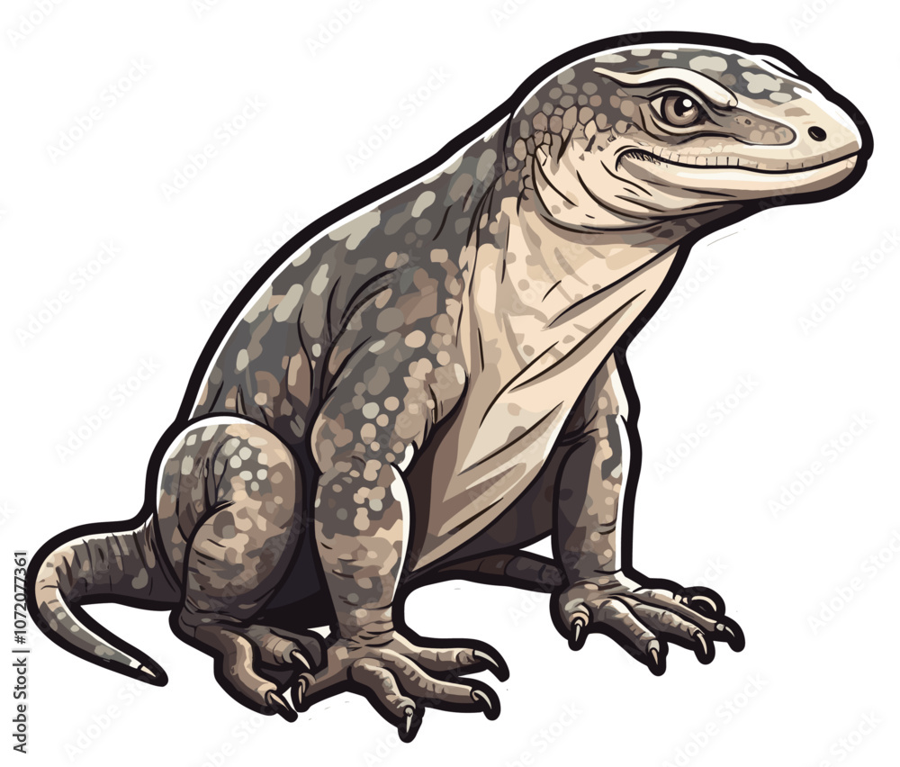 Fototapeta premium Monitor Lizard Cartoon sticker illustration