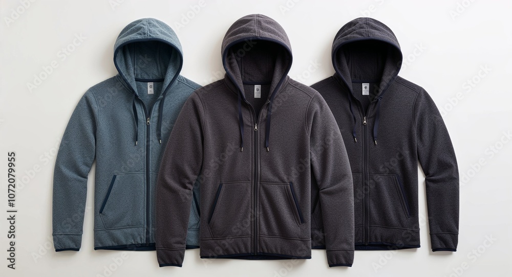Dark grey fleece lined hoodie with zip front and drawstring hood display on plain white background Dark grey fleece lined hoodie with zip front and drawstring hood display on plain white background