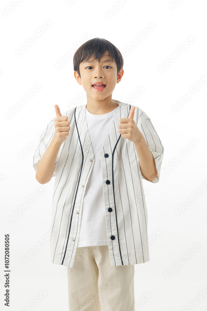 Happy Asian little boy trump up from happiness isolated on white background, Excited kid success concept, Looking at camera and full body composition. Happy Asian little boy trump up from happiness isolated on white background, Excited kid success concept, Looking at camera and full body composition.