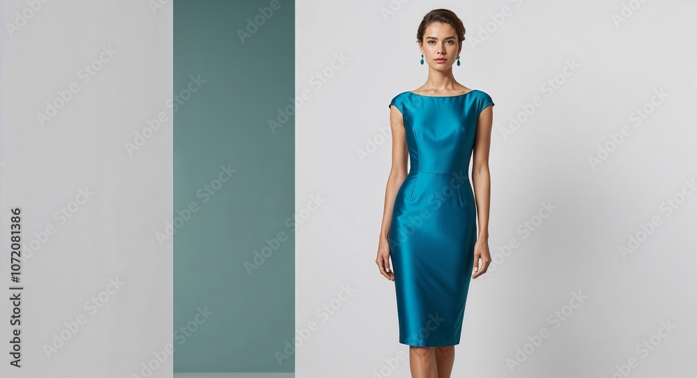 custom made wallpaper toronto digitalGaesthethic silk sheath dress with bateau neckline and cap sleeves display on plain white background