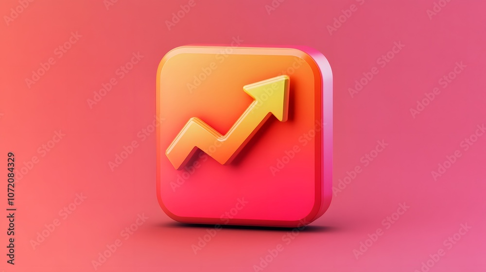 A 3D graph icon with an upward arrow, symbolizing growth and progress, on a plain background, 4k resolution, no background, no shadow A 3D graph icon with an upward arrow, symbolizing growth and progress, on a plain background, 4k resolution, no background, no shadow