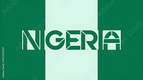 The Nigerian flag with the word 