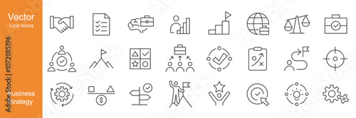 Business Strategy Icons - Vector Line. Editable Stroke.