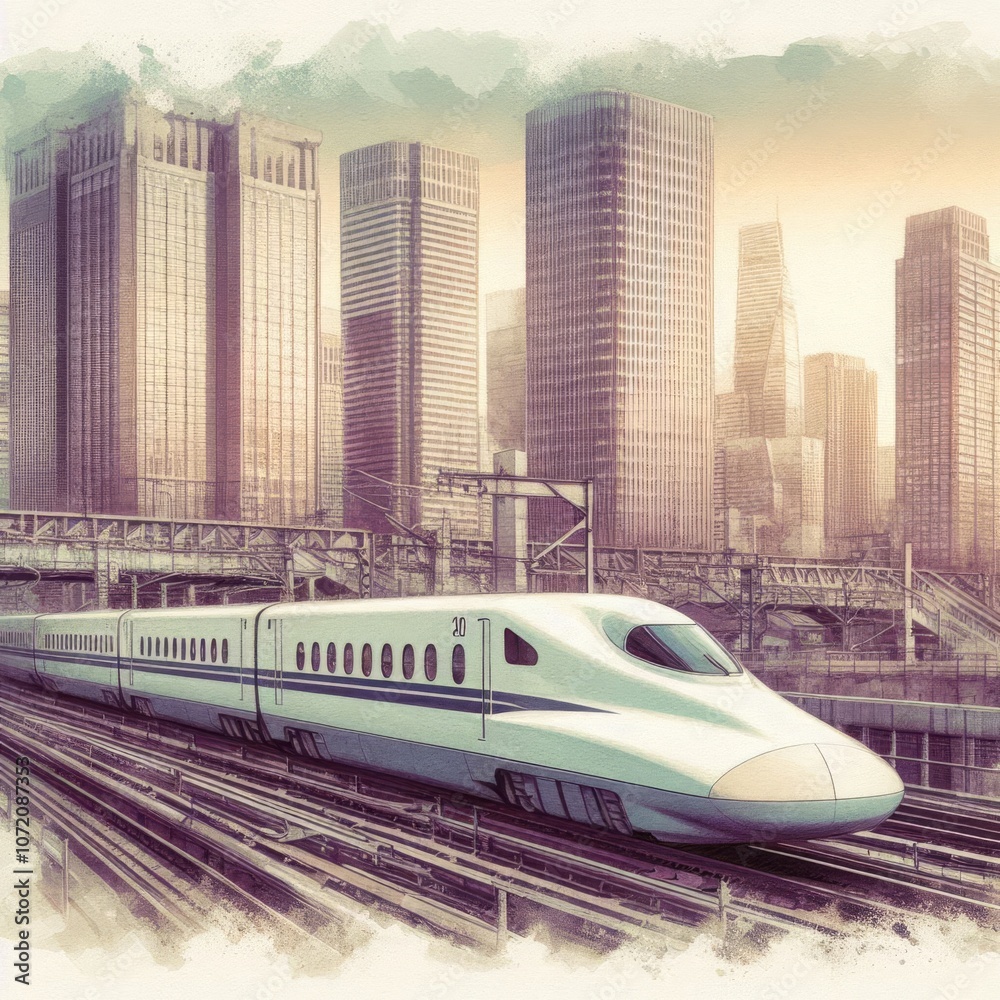 Naklejka premium Megacity with Advanced Rail System