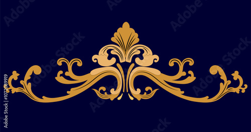 Baroque ornament. Vintage floral border elements, engraved leaves and frame filigree arabesque. Vector decorative vintage ornament