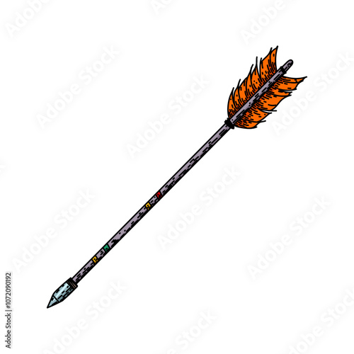 antique arrow hand drawn. retro classic, collectible traditional, old fashioned antique arrow vector sketch. isolated color illustration