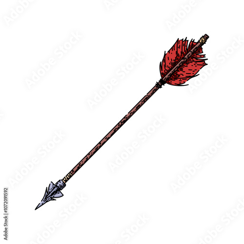 collectible arrow hand drawn. traditional old, fashioned timeless, historic heritage collectible arrow vector sketch. isolated color illustration