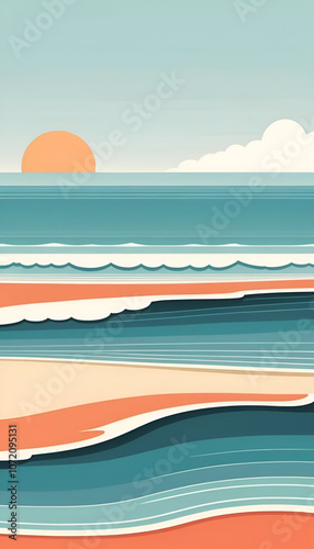 sea and beach illustration landscape background 