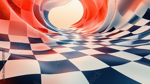 Colorful Swirling Checkered Pattern Abstract Background