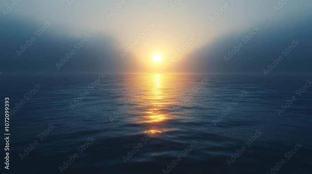 The sun is setting over the ocean, casting a warm glow on the water The sun is setting over the ocean, casting a warm glow on the water