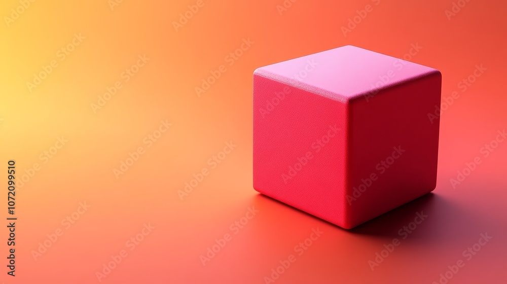 Fototapeta premium A red cube is sitting on a red background