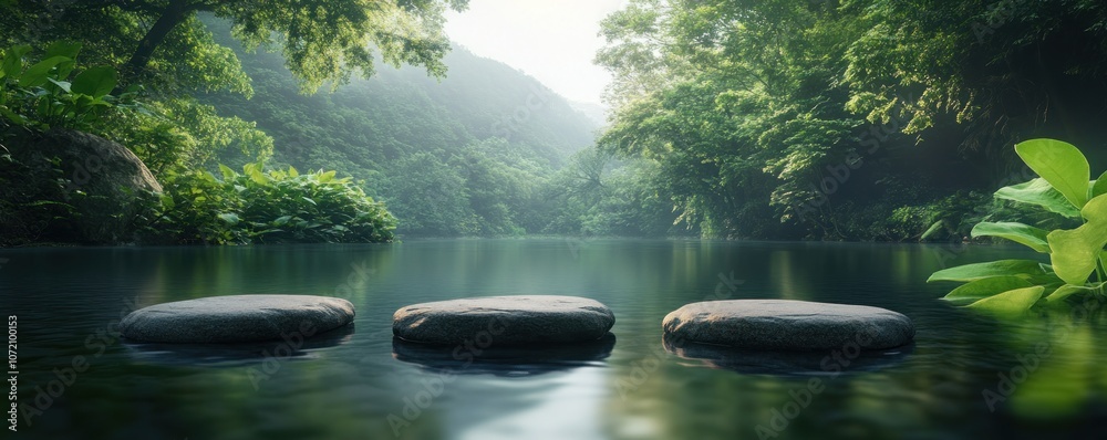 Embrace Serenity Discover Natural Beauty, Simplicity, and Authentic Self-Acceptance in a Serene Setting of Tranquil Water and Lush Greenery
