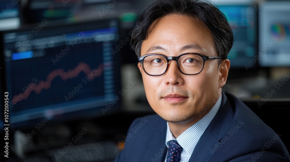 Fototapeta premium Business professional analyzes financial data to drive strategic decisions in modern markets