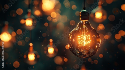 Warm Glow of Vintage Light Bulbs in Soft Focus