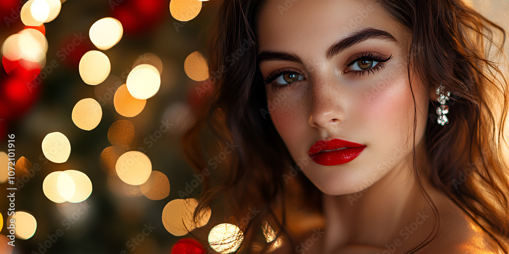 A beautiful girl on the background of a New Year's background A beautiful girl on the background of a New Year's background