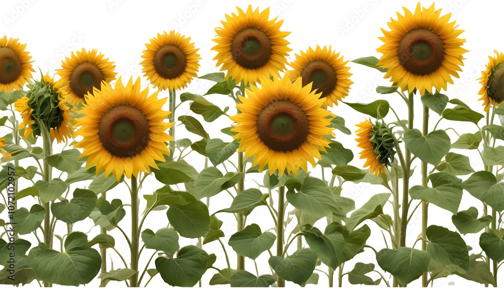 Fototapeta premium Picturesque sunflower field, cut out