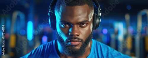 Motivated Fitness Journey Building Strength Wellness Through Exercise and Healthy Habits A Man in the Gym Focused on His Goals, Wearing Headphones Fitness Motivation, Weight Gain, Wellness, Healthy