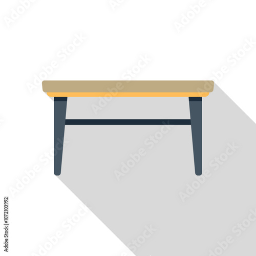 Simple and modern wooden table with metal legs casting a long shadow, perfect for interior design projects