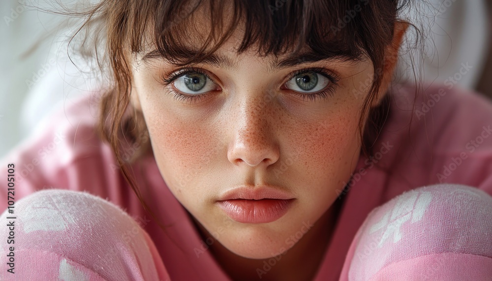 Woman's Anxious Face Examining Pregnancy Test Results, Uncertainty and Concern, Stressful Moment, Home Pregnancy Test, Waiting for Results, Expecting Mother, Pregnancy Test Anxiety, First Pregnancy