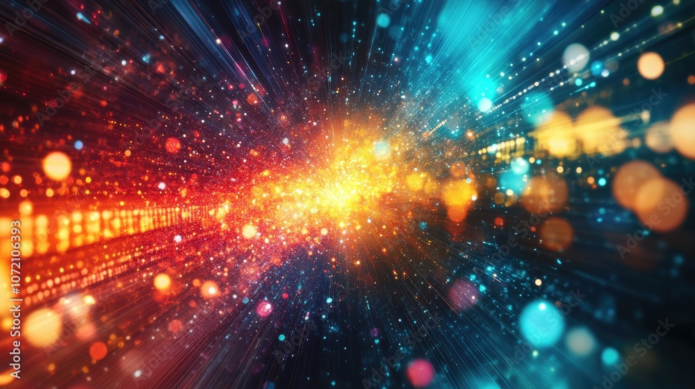 Obraz premium Exploding Light Rays in Cosmic Space Imagery