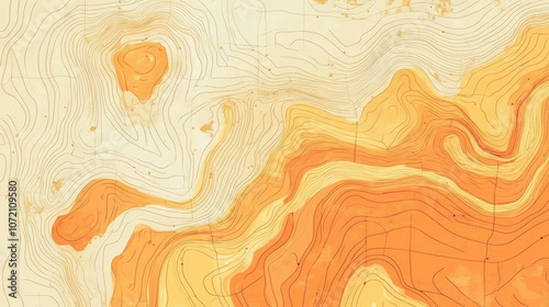 Topographic Map Illustration in Warm Tones