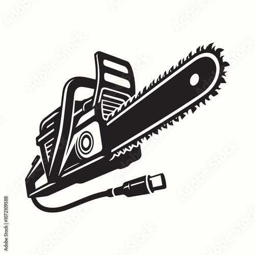 Chainsaw vector, Chainsaw silhouette vector icon black and white