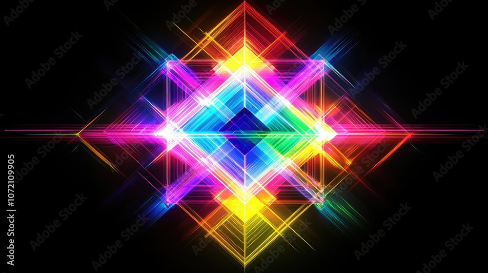 Naklejka premium Colorful Vibrant Laser Lines on Dark Background