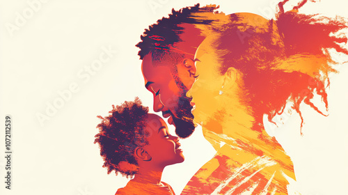 A black family embraces, the image filled with love and warmth.
