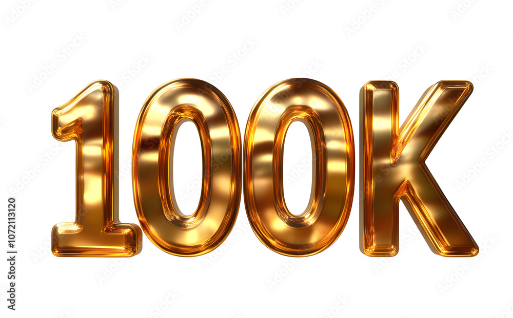 High-Resolution 3D Rendering of 100k in Shiny Gold Letters on a Transparent Background High-Resolution 3D Rendering of 100k in Shiny Gold Letters on a Transparent Background