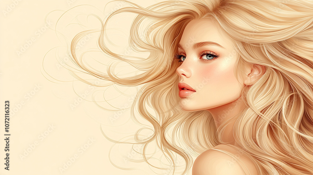 Close-up of blonde hair strands with warm, golden tones. This detailed texture captures the light and movement, symbolizing beauty, vitality, and the elegance of natural hair in a soft and radiant way Close-up of blonde hair strands with warm, golden tones. This detailed texture captures the light and movement, symbolizing beauty, vitality, and the elegance of natural hair in a soft and radiant way
