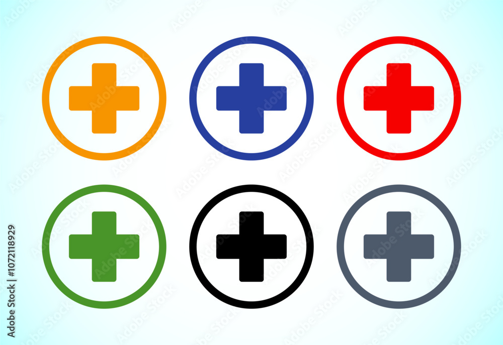 Fototapeta premium Plus icon design, Add icon set colorful design