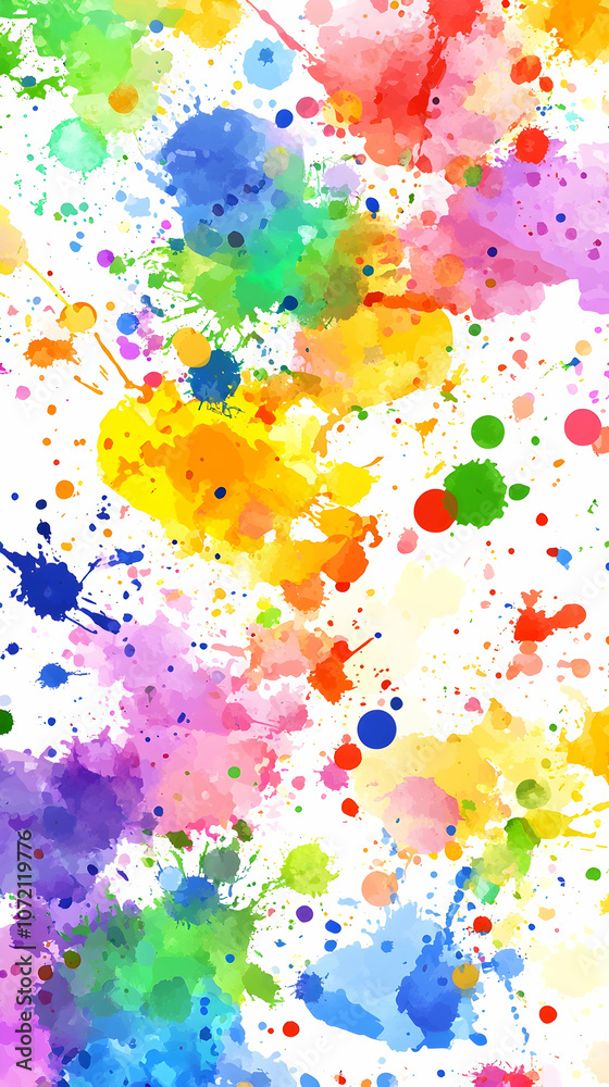 Obraz premium Abstract colorful watercolor paint splatters on white background.